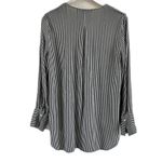 ZARA  Black Striped Ruffle Collar Shirt Small Photo 3