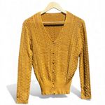 Simple Retro Scallop Trim Cable Knit Cardigan Sweater Tan Size M Photo 1