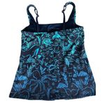 Lands' End Tankini Top Size 6 Swimsuit Navy Sea Print Underwire Women's Blue Photo 1