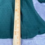 Swiss Dot Mini Babydoll Dress XS Square Neck A line Long Slv Green Flirty Cottag Photo 5