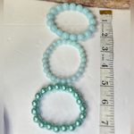 3 piece bracelet set. Stretch bracelet. Round beads. Lightweight Blue Green Photo 1