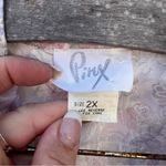 Vintage 90s Pinx pastel blue pink floral slinky short bathrobe 2X PLUS VOLUP Size XXL Photo 3