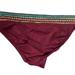 La Blanca Bikini Bottoms Womens 12 Burgundy Boho Running Stitch Hipster Swim Photo 1