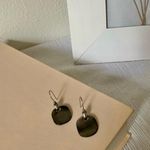 Dark Abalone Square Dangle Earring Vintage “Judith” Silver Brown Black Gray Jewelry Photo 2