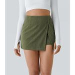 Halara NWT High Waisted Back Zipper Hem 2-in-1 Corduroy Casual Skirt Size Small Photo 1