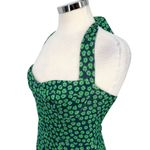 Hutch Halter Corset Floral Midi Dress Ruffle Hem Green Blue Size Medium Photo 4