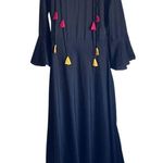 NWOT Black Rayon Kurta with Pearl and Tassel Details Photo 7