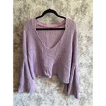 Free People Sweater V Neck Long Bell Sleeve Purple Knit Pullover S Photo 3