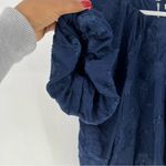 Ophelia Roe  Navy Textured Floral‎ Paisley Puff Sleeve Cropped Blouson Top Photo 3