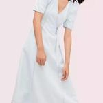 Kate Spade NJMUA508 Denim Wrap Dress Size 0 Bleached Indigo Midi Dress NWT Photo 1