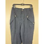EXPRESS NWT  Super High Rise Button Fly Pants Women's Size 8 Black Lyocell Cargo Photo 2
