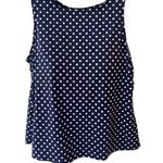 Lands’ End Sleeveless Navy Polka Dot Swim Top Sz 18W DD Blue Photo 0