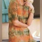 Soft Surroundings  Tie dye dress Orange Green Boho Photo 9