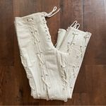 BY ZENDAYA écru lace up pants / sweatpants, size L, NWOT Size L Photo 4