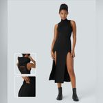 Ribbed Hooded High Neck Sleeveless Cut Out
Tie Back 2 Photo 1