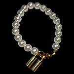 Set of 2 costume faux Gold and White Pearl Bracelets. Photo 2