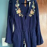 NWT Navy Floral Romper Blue Size L Photo 1