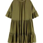 Scotch & Soda Ruffle Tiered Short Sleeve Mini Dress Size Medium US 8 Army Green Photo 7