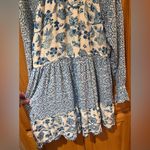 House of Harlow 1960 Boho Blue Floral Fringe Tiered Babydoll Mini Dress Small Photo 11