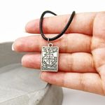 La Rueda de la Fortuna Tarot Card Necklace Silver Photo 2