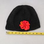 Black Floral Multi Color Cable Knit Crochet Cozy Cottage Beanie Hat Cap OS Photo 5