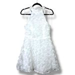 Lulus  NWOT Beloved Blossoming White 3D Floral Halter Backless Mini Skater Dress Photo 2