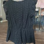 Chic Black Eyelet Ruffle Top Photo 1