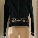 Miss Me NWOT boho black zip up jacket with tribal embroidered bottom and sleeves . Sz S Photo 2
