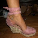 Brash Pink Lace Up Wedges Photo 0