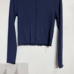 Aerie  Navy Ribbed Cropped Long Sleeve Top Sz M Photo 3