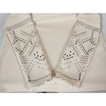 Nanette Lepore Fringe Trim Studded Sleeves Pullover Sweater Size Large Natural Photo 7