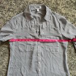 EXPRESS Petite Slim Fit Black and White Striped Portofino Shirt Photo 7