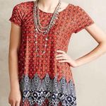 Anthropologie Anthro Purella Rust Orange Floral Oakdale Tunic Photo 0
