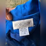 Vintage Horchow blue silk rose monochrome two piece skirt suit, size 10 Photo 13