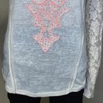 Miss Me Sheer Long Lace Sleeve Blouse Cream With Coral Applique On Front Size L Photo 4