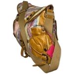 IPA Nima Muiltcolor Fabric and Tan Leather Pockets Messenger Baby Overnight Bag Pink Photo 3