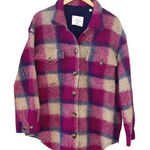 Wilfred Free Aritzia  The Ganna Womens Plaid Wool Blend‎ Shacket Fuchsia Multi XL Photo 0