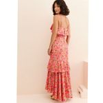 Keepsake the Label For Me Gown Tangerine Orange Floral Ruffle Trim Satin Dress Photo 5