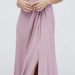 NWT DB Studio V Neck Draped Jersey Slit Maxi Dress in Dusty Rose Size 0 Pink Photo 0