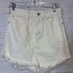 We The Free  Mini Denim Skirt Size 26 Off White Ivory Distressed Raw Cut Off Photo 0