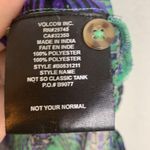 Volcom purple green black Not So Classic Tank top sheer flowy hi low button up Photo 4