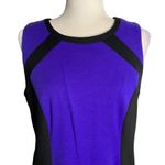 Ellen Tracy  Colorblock Sheath Dress 8 Blue Black Lined Sleeveless Zip Round Neck Photo 1