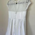 Calvin Klein NEW White Satin Lace Short Sleeve Fit & Flat Dress ~ NWT Size 12.5 Photo 3