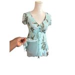 90s Y2k Babydoll Tank Fairy Core Floral Print Handkerchief Hem Size S Sheer Photo 2