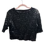 Material Girl  Black Sequin Crop Top Photo 3