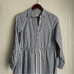 Tommy Hilfiger Tunic Shirt Dress Women Small Blue White Cinch Roll Linen Cotton Photo 1