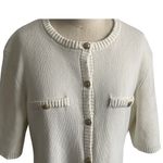 H&M  Viral Old Money Rib Knit Fitted Button Mini Dress Off White Cotton Photo 4