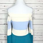 Cloud Ten NWOT Off Shoulder Teal Blue & White Stripe Long Sleeve Top Size Medium Photo 6