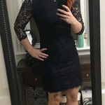 Simply Liliana Lace Quarter Sleeve Full Zip Low Back Mini Dress Blue Size 4 Photo 1