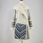 Johnny Was NWOT  Fur & Faux Suede Floral Embroidered Coat Pockets Size S Grey Photo 1